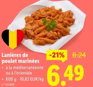 Offre: Lanières de poulet marinées