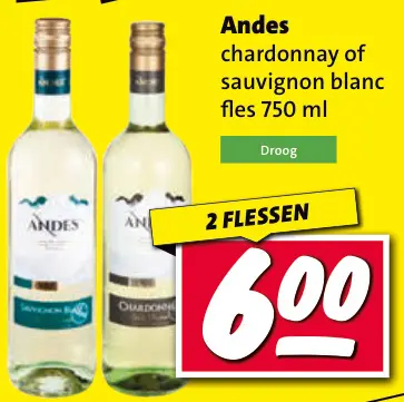 Aanbieding: Andes chardonnay of sauvignon blanc
