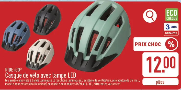 Offre: Casque de vélo avec lampe LED