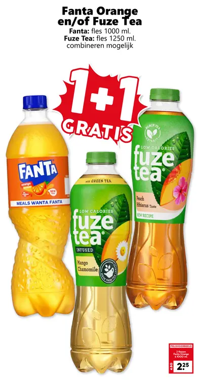 Aanbieding: Fanta Orange en/of Fuze Tea