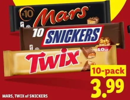 Aanbieding: Mars, Twix of Snickers