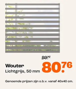 Aanbieding: Fenstr Houten Jaloezie Wouter Licht Grijs 50mm