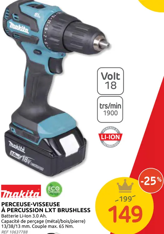 Promotie: Perceuse-visseuse à percussion LXT brushless