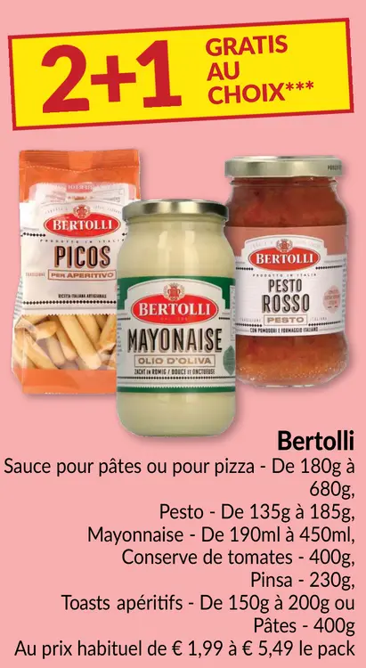Offre: Sauce pour pâtes ou pour pizza, Pesto, Mayonnaise, Conserve de tomates, Pinsa, Toasts apéritifs ou Pâtes
