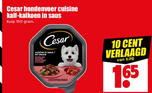 Aanbieding: hondenvoer cuisine kalf-kalkoen in saus