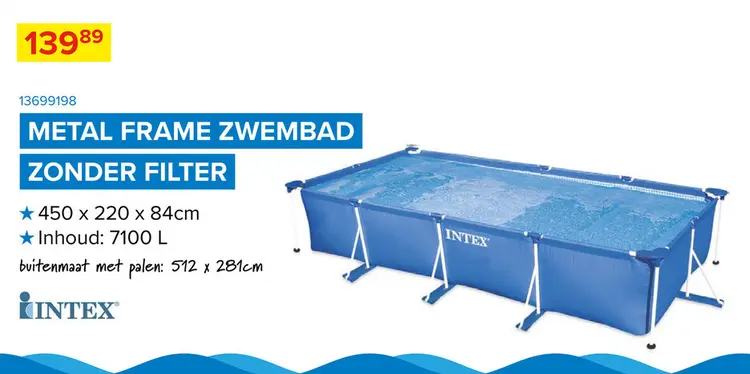 Promotie: Intex small frame familiezwembad 450 x 220 x 75 cm