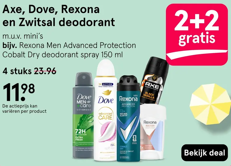 Aanbieding: Axe, Dove, Rexona en Zwitsal deodorant