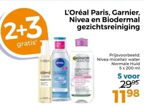 Aanbieding: L'oreal paris, Garnier, Nivea en biodermal gezichtsreiniging
