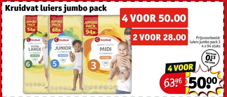 Aanbieding: Kruidvat luiers jumbo pack