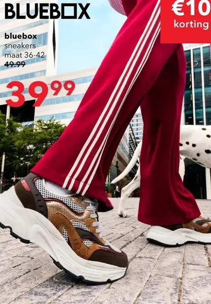 Aanbieding: Blue Box dames dad sneakers bruin rood