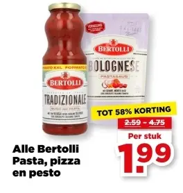 Aanbieding: Bertolli Pasta, pizza en pesto