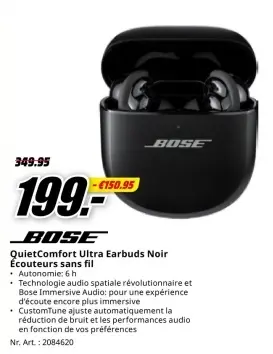 Offre: QuietComfort Ultra Earbuds Noir Écouteurs sans fil