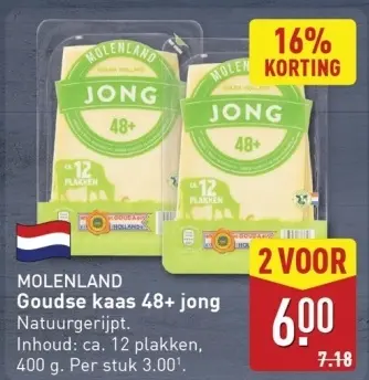 Aanbieding: MOLENLAND Goudse kaas 48+ jong