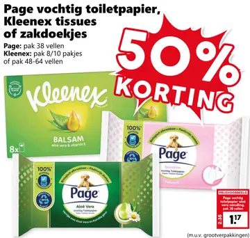 Aanbieding: Page vochtig toiletpapier, Kleenex tissues of zakdoekjes