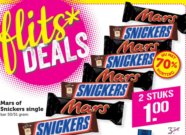 Aanbieding: Mars of Snickers single