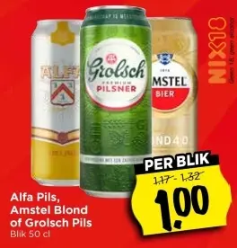 Alfa Pils, Amstel Blond of Grolsch Pils