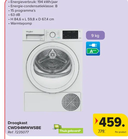 Aanbieding: Droogkast CWD94MWWSBE
