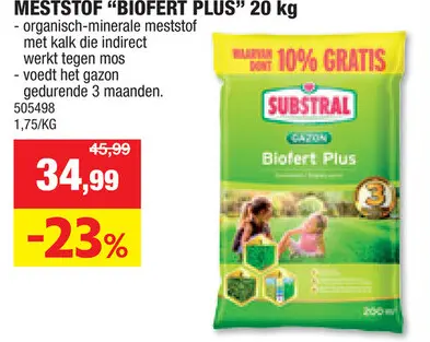 Promotie: Substral Biofert Plus meststof 18kg + 2kg gratis