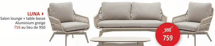 Offre: LUNA Salon lounge + table basse