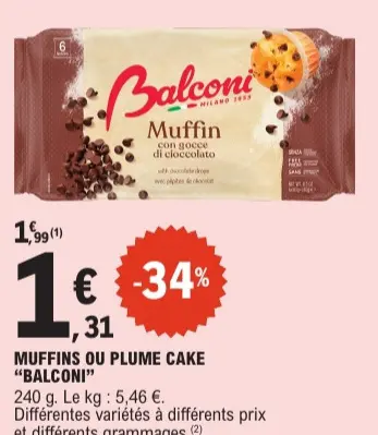 Promotie: Muffins ou plume cake