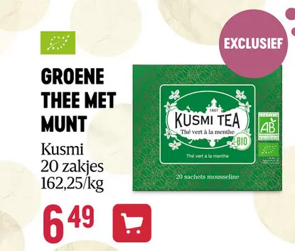 Promotie: Groene thee | Mint | 20z | Bio