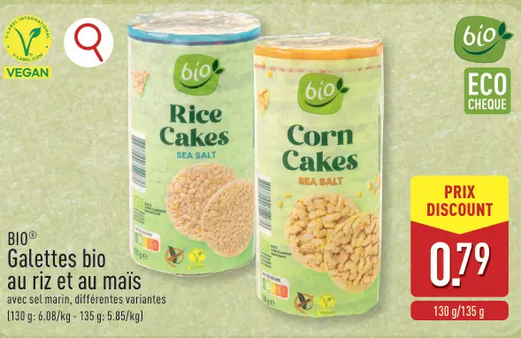 Offre: Galettes bio au riz et au maïs