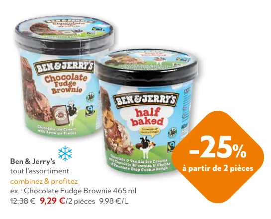 Offre: Ben & Jerry's tout l'assortiment ex.: Chocola