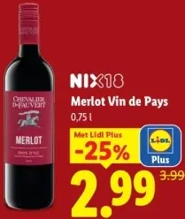 Aanbieding: Chevalier de Fauvert Merlot Vin de Pays