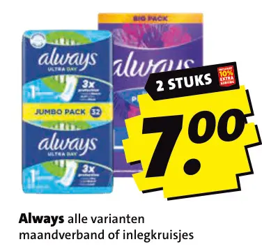 Aanbieding: Alle varianten maandverband of inlegkruisjes
