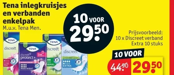 Promotie: Tena inlegkruisjes en verbanden enkelpak