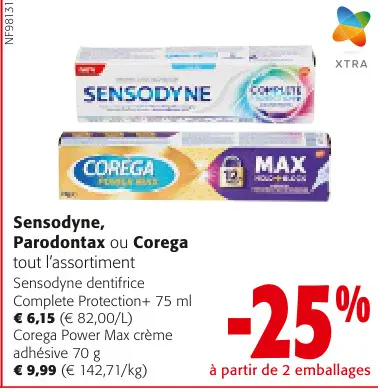 Offre: Sensodyne, Parodontax ou Corega
