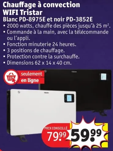 Offre: Chauffage à convection WIFI