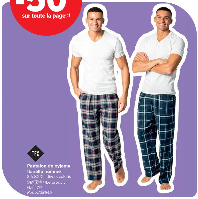 Offre: Pantalon de pyjama flanelle homme
