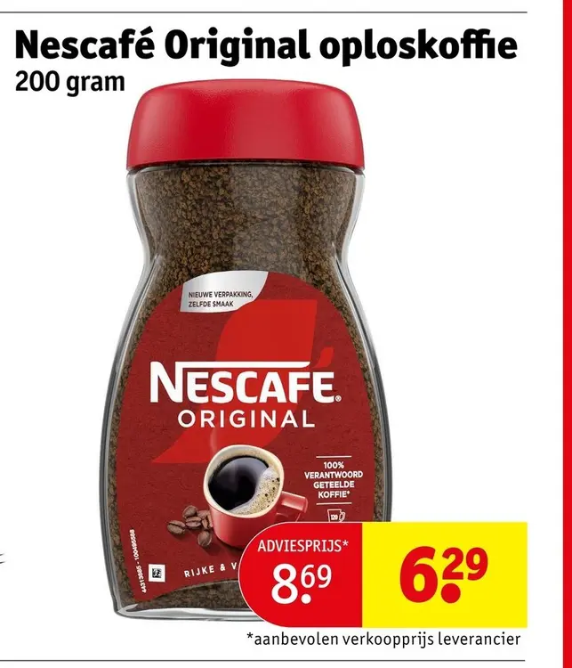 Aanbieding: Nescafé original oploskoffie