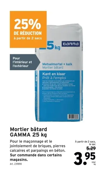 Offre: Mortier bâtard