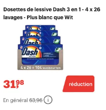 Offre: Dosettes de lessive Dash