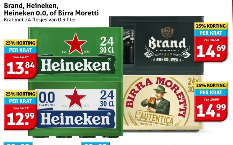 Aanbieding: Brand, Heineken, Heineken 0.0, of Birra Moret