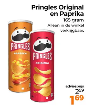 Aanbieding: Pringles Original en Paprika