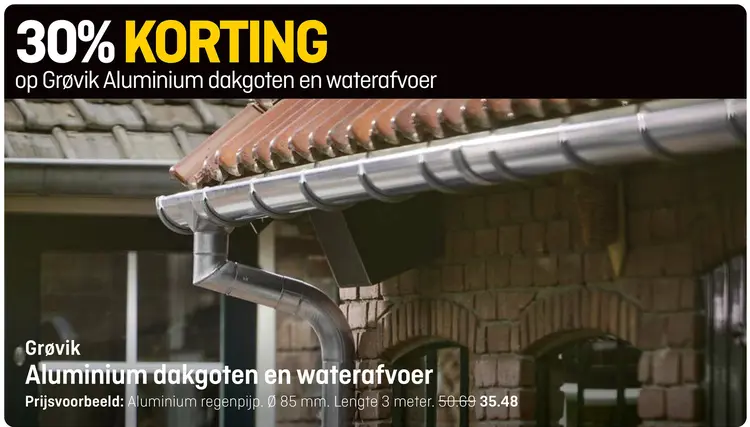 Aanbieding: Aluminium dakgoten en waterafvoer