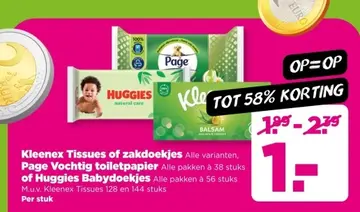 Aanbieding: Kleenex Tissues of zakdoekjes, Page Vochtig toiletpapier of Huggies Babydoekjes