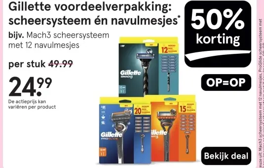 Aanbieding: Gillette voordeelverpakking: scheersysteem én navulmesjes