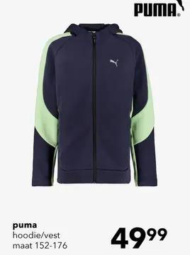 Aanbieding: Puma Evostripe Fullzip kinder sweatvest zwart groen