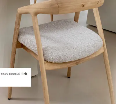 Offre: Dante, chaise à accoudoirs - chêne naturel avec siege tissu Brioni - Creme