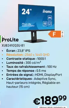 Offre: ProLite XUB2492QSU-B1