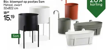 Aanbieding: Bloempot op pootjes Sam - zwart - 32xØ22 cm