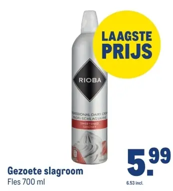 Aanbieding: Gezoete slagroom