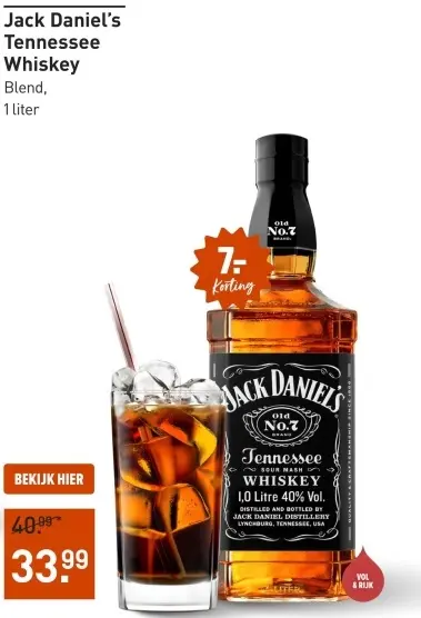 Aanbieding: Jack Daniel's Tennessee Whiskey
