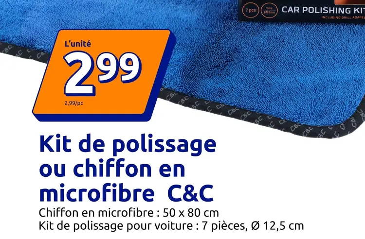 Offre: Kit de polissage ou chiffon en microfibre