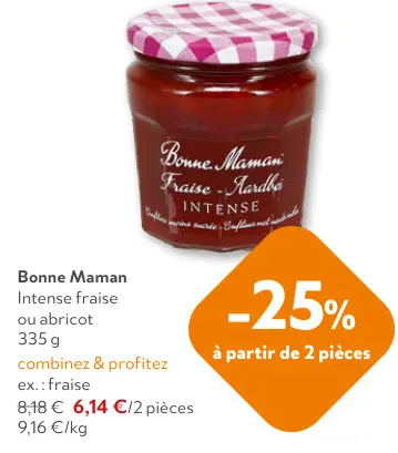 Offre: Intense fraise ou abricot