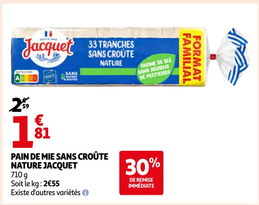 Promotie: Pain de mie sans croûte nature